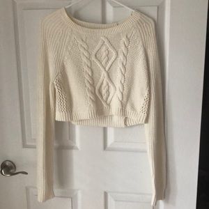 Cream cropped Express sweater